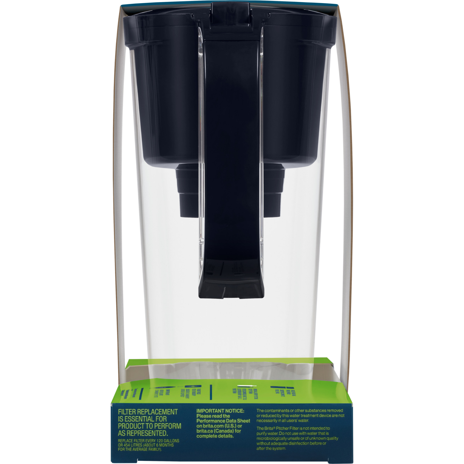 slide 3 of 8, Brita Water Filter 6-Cup Denali Water Pitcher Dispenser with Standard Water Filter Black, 48 fl oz