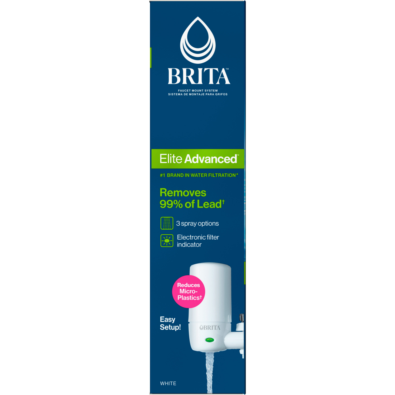 slide 5 of 8, Brita Tap Water Filter System, Water Faucet Filtration System with Filter Change Reminder, Reduces Lead, BPA Free, Fits Standard Faucets Only - Complete, White, 1 ct