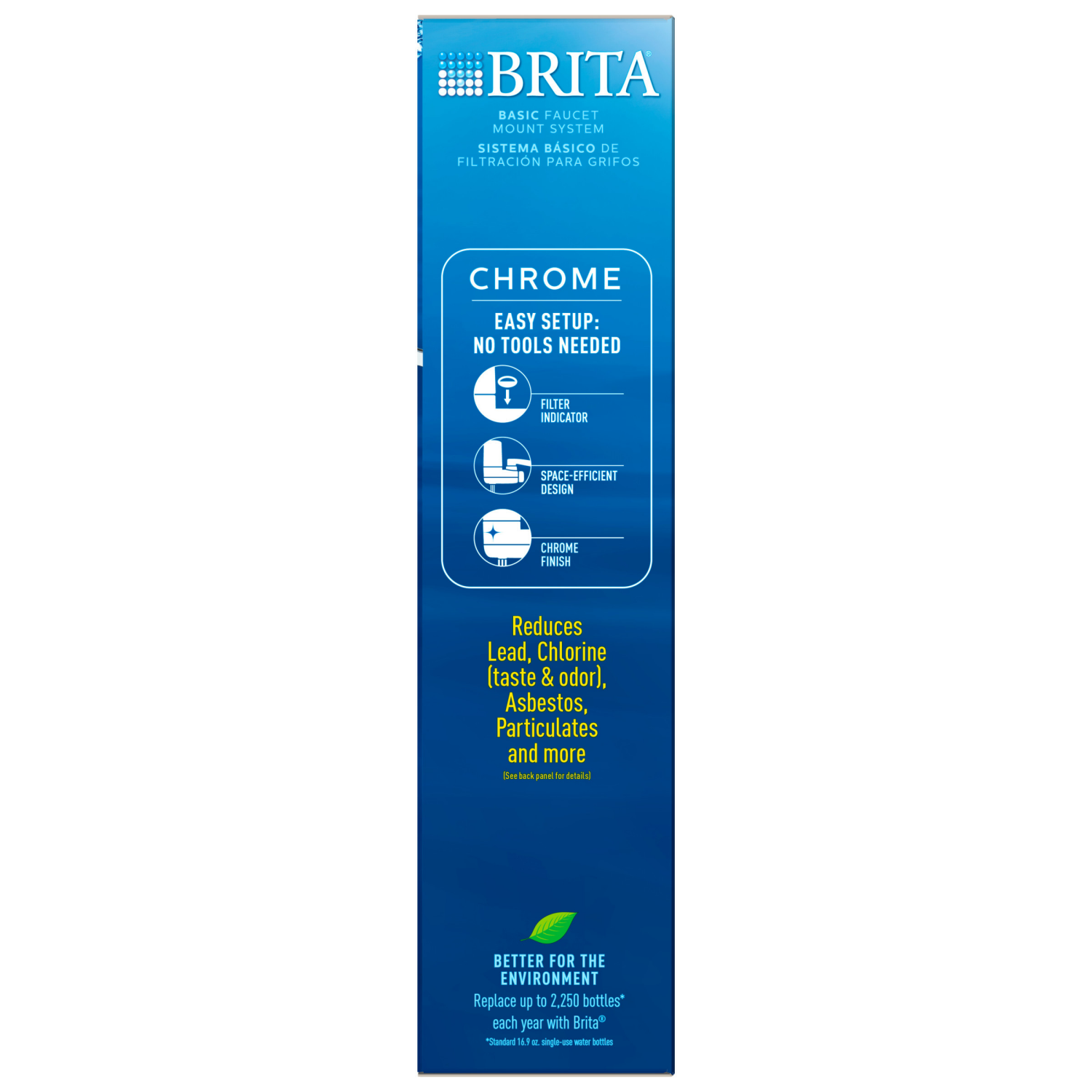 slide 4 of 7, Brita Faucet Mount System, Water Faucet Filtration System with Filter Change Reminder, Reduces Lead, Made Without BPA, Fits Standard Faucets Only, Elite, Chrome, Includes 2 Replacement Filters, 1 ct