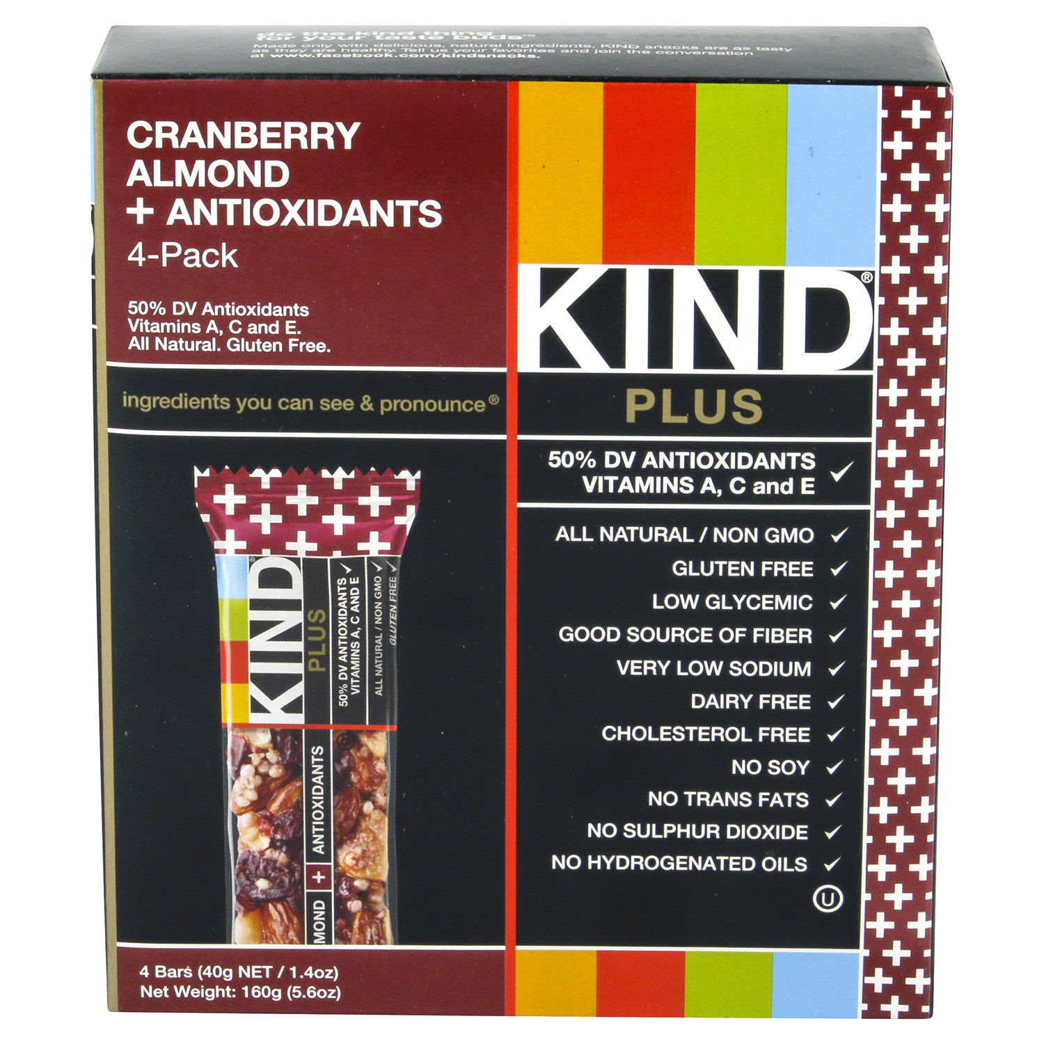 slide 1 of 6, KIND Cranberry Almond + Antioxidants Nutrition Bars, 4 ct