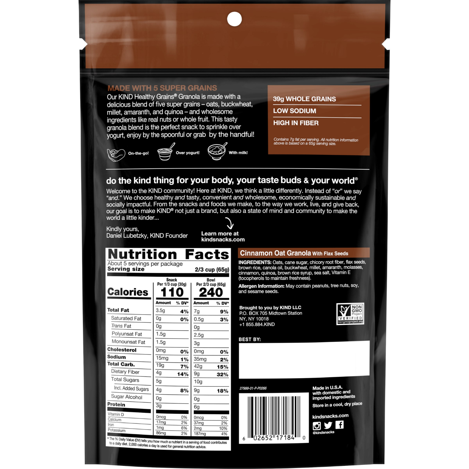 slide 2 of 5, KIND Healthy Grains Cinnamon Oat with Flax Seeds Granola Clusters, 11 oz