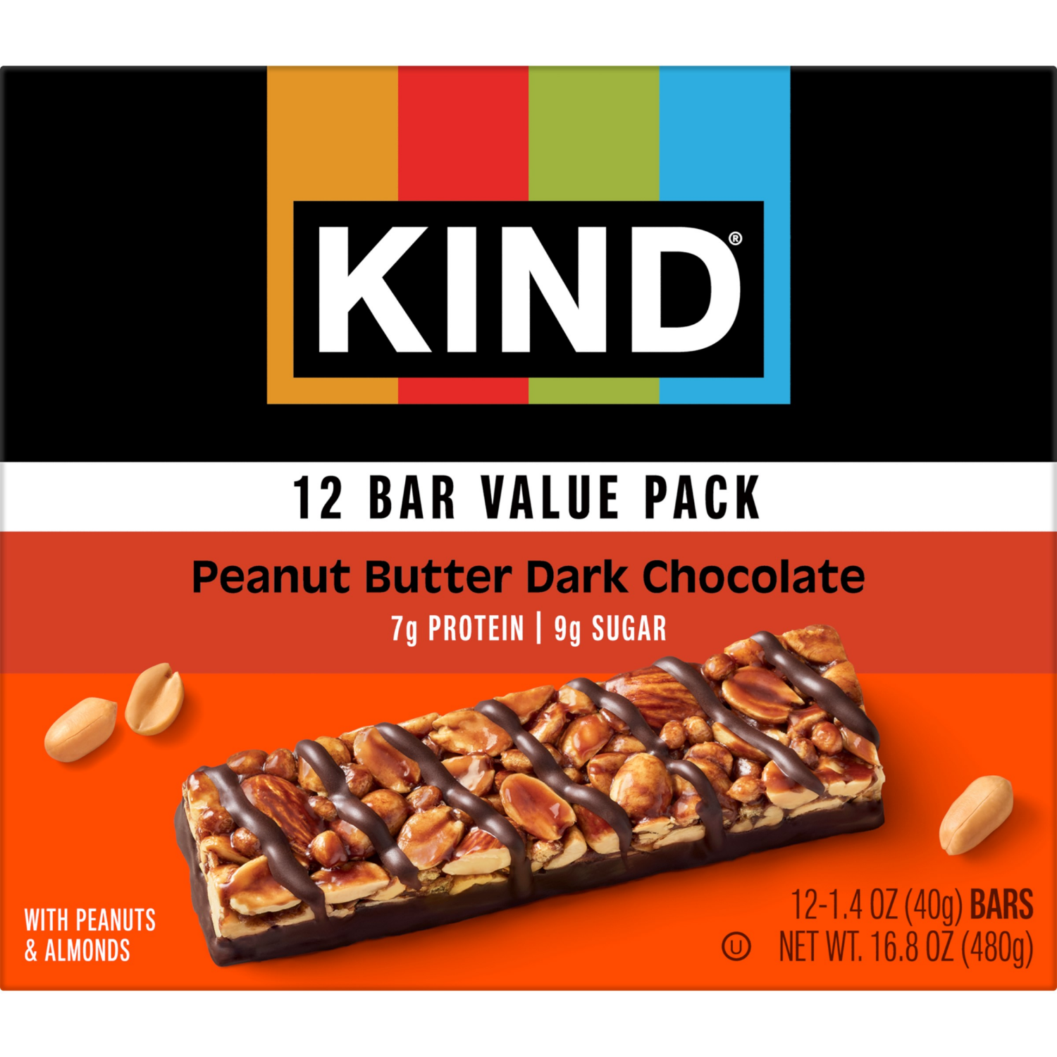 slide 2 of 6, Kind Pnut Btr Dark Choc Bars, 12 ct