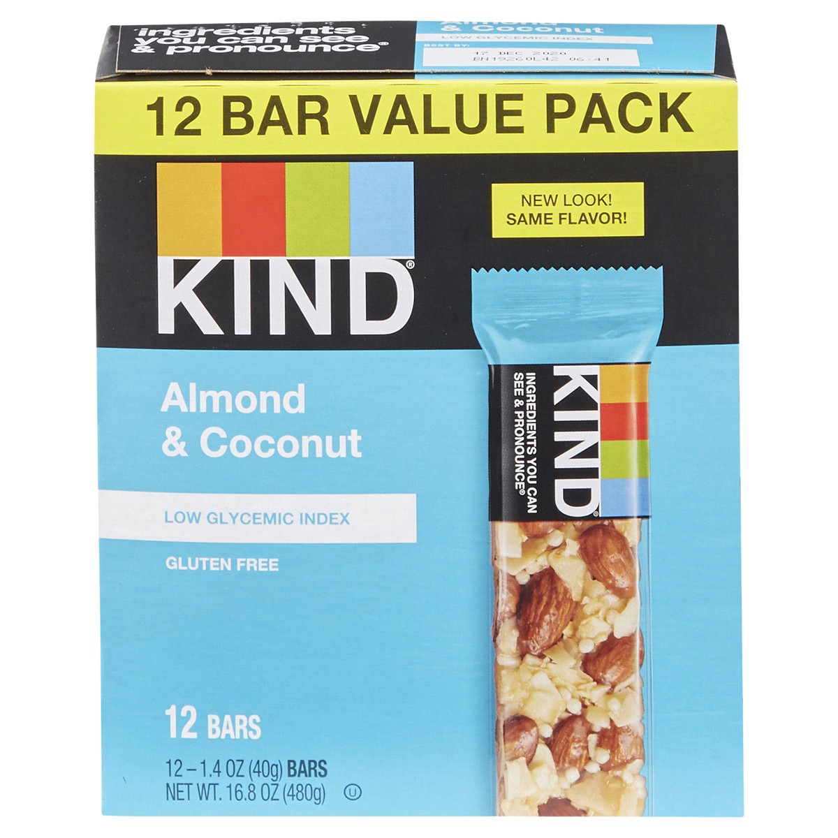 slide 1 of 2, KIND Almond & Coconut Bars Value Pack, Low Glycemic Index, Gluten Free Bars, 1.4 OZ Bars (12 Count), 12 ct