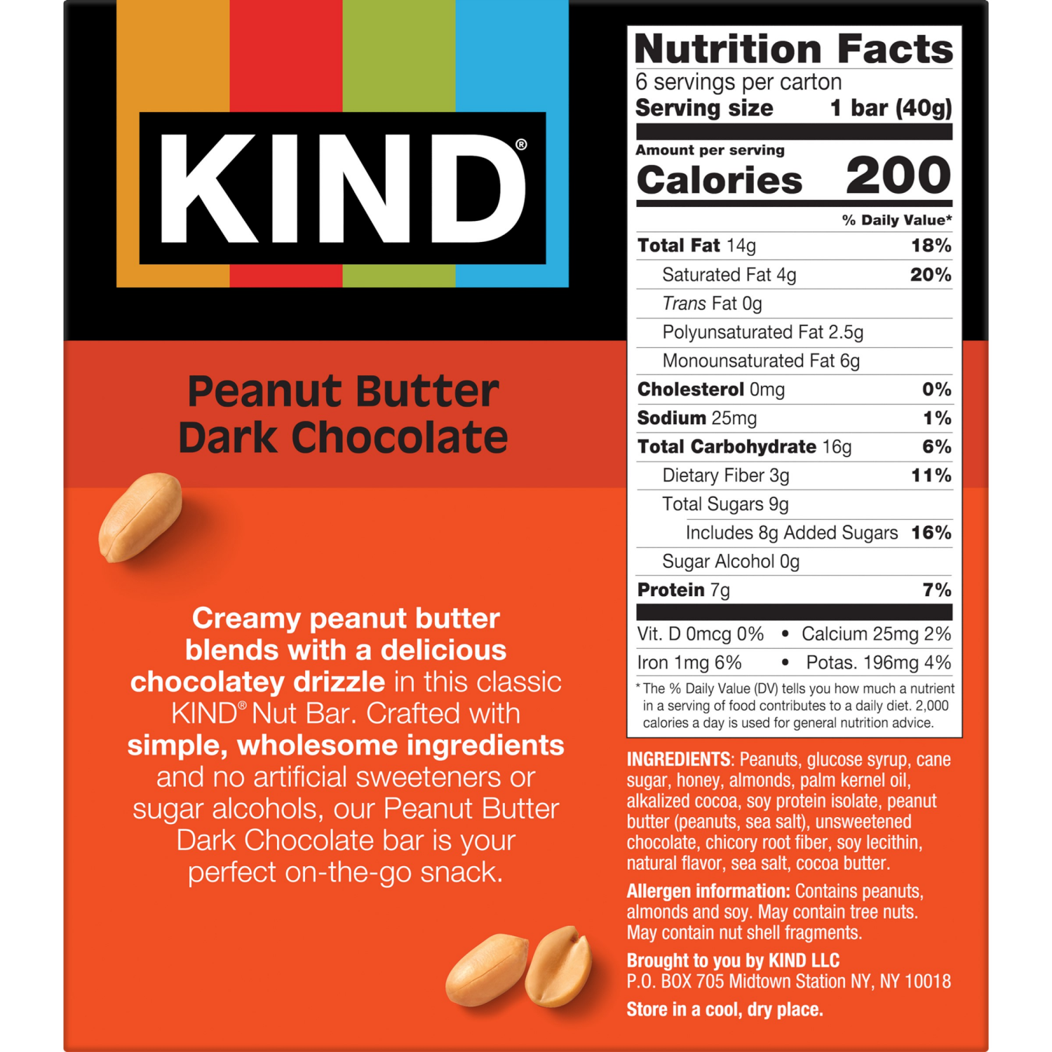 slide 2 of 6, KIND Healthy Snack Bar, Peanut Butter Dark Chocolate, 7g Protein, Gluten Free Bars, 1.4 OZ, (6 Ct), 6 ct