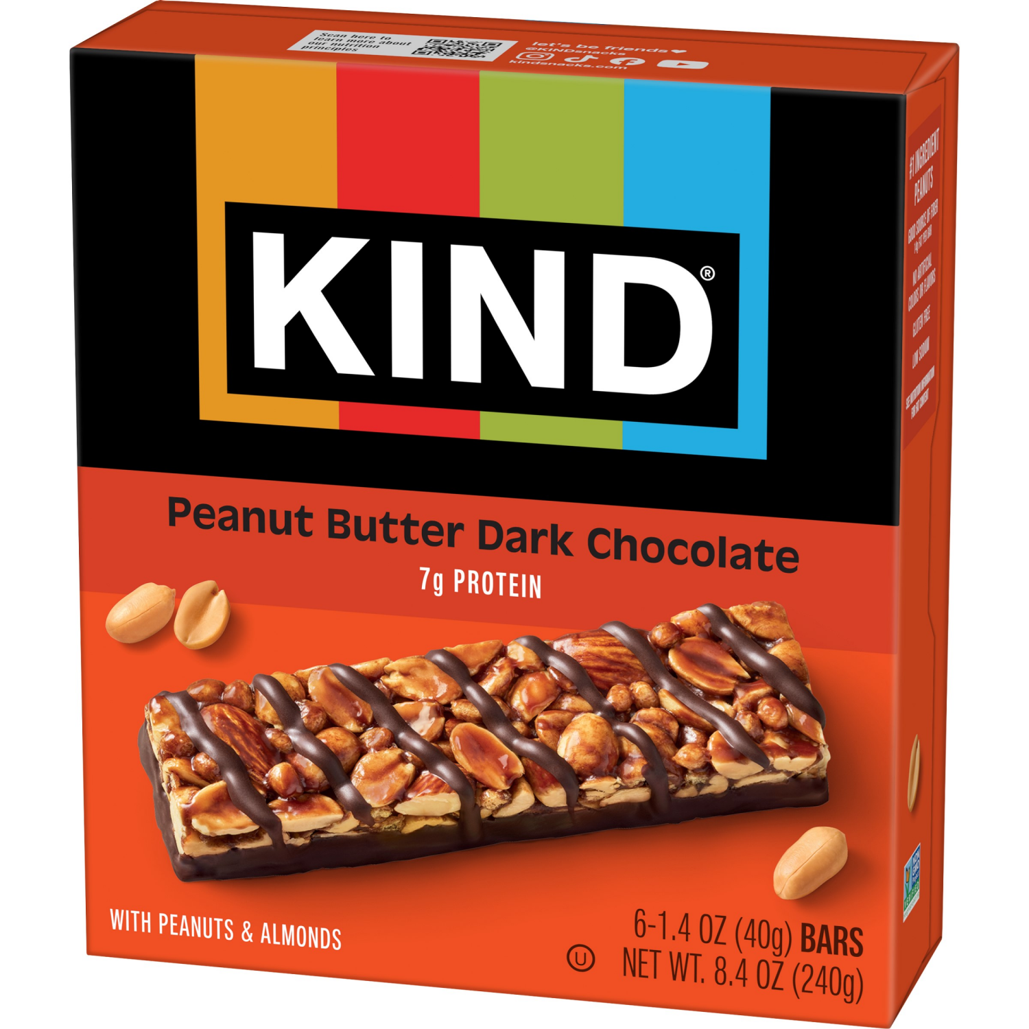 slide 6 of 6, KIND Healthy Snack Bar, Peanut Butter Dark Chocolate, 7g Protein, Gluten Free Bars, 1.4 OZ, (6 Ct), 6 ct