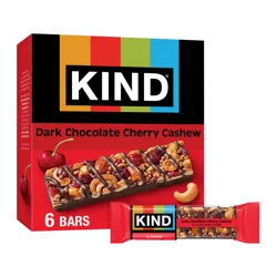 KIND Healthy Snack Bar, Dark Chocolate Cherry Cashew, 4g Protein, Gluten Free Bars, 1.4 OZ, (6 Ct)