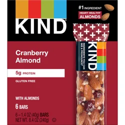 KIND Healthy Snack Bar, Cranberry Almond, 5g Protein, Gluten Free Bars, 1.4 OZ, (6 Count)