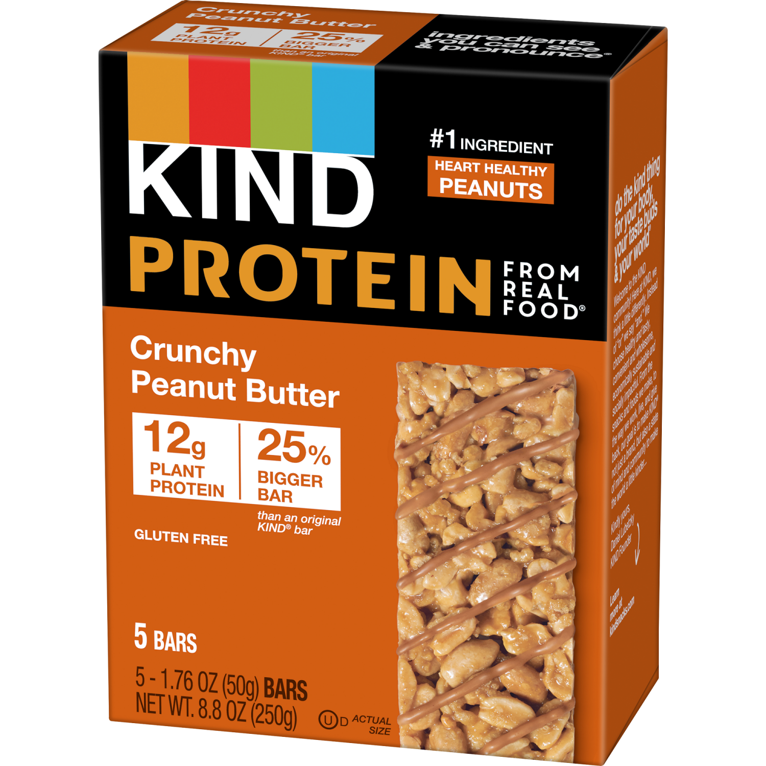 slide 6 of 6, KIND PROTEIN Healthy Snack Bar, Crunchy Peanut Butter, 12g Plant Protein, Gluten Free Protein Bars, 1.76 OZ, (5 Ct), 5 ct