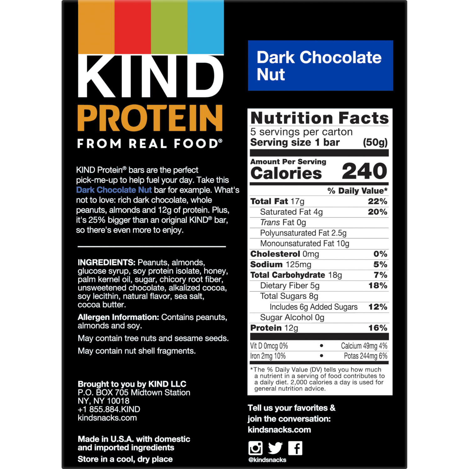 slide 2 of 6, KIND PROTEIN, Healthy Snack Bar, Dark Chocolate Nut, 12g Plant Protein, Protein Bars, 1.76 OZ, 5 Ct, 5 ct