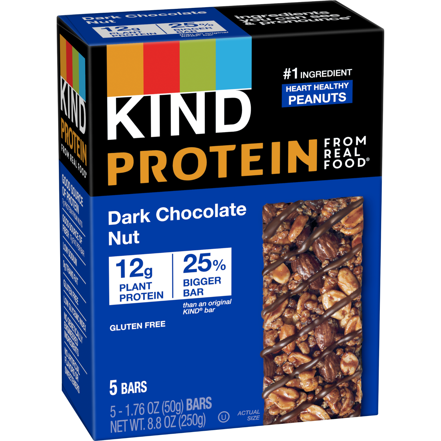 slide 5 of 6, KIND PROTEIN, Healthy Snack Bar, Dark Chocolate Nut, 12g Plant Protein, Protein Bars, 1.76 OZ, 5 Ct, 5 ct