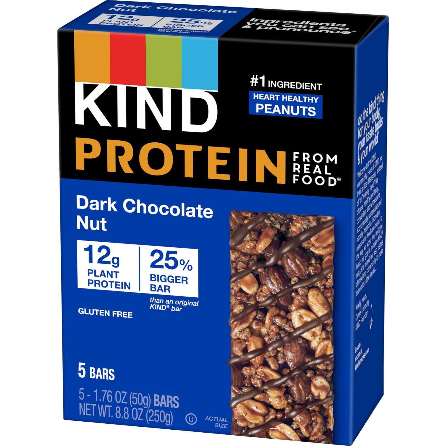 slide 6 of 6, KIND PROTEIN, Healthy Snack Bar, Dark Chocolate Nut, 12g Plant Protein, Protein Bars, 1.76 OZ, 5 Ct, 5 ct