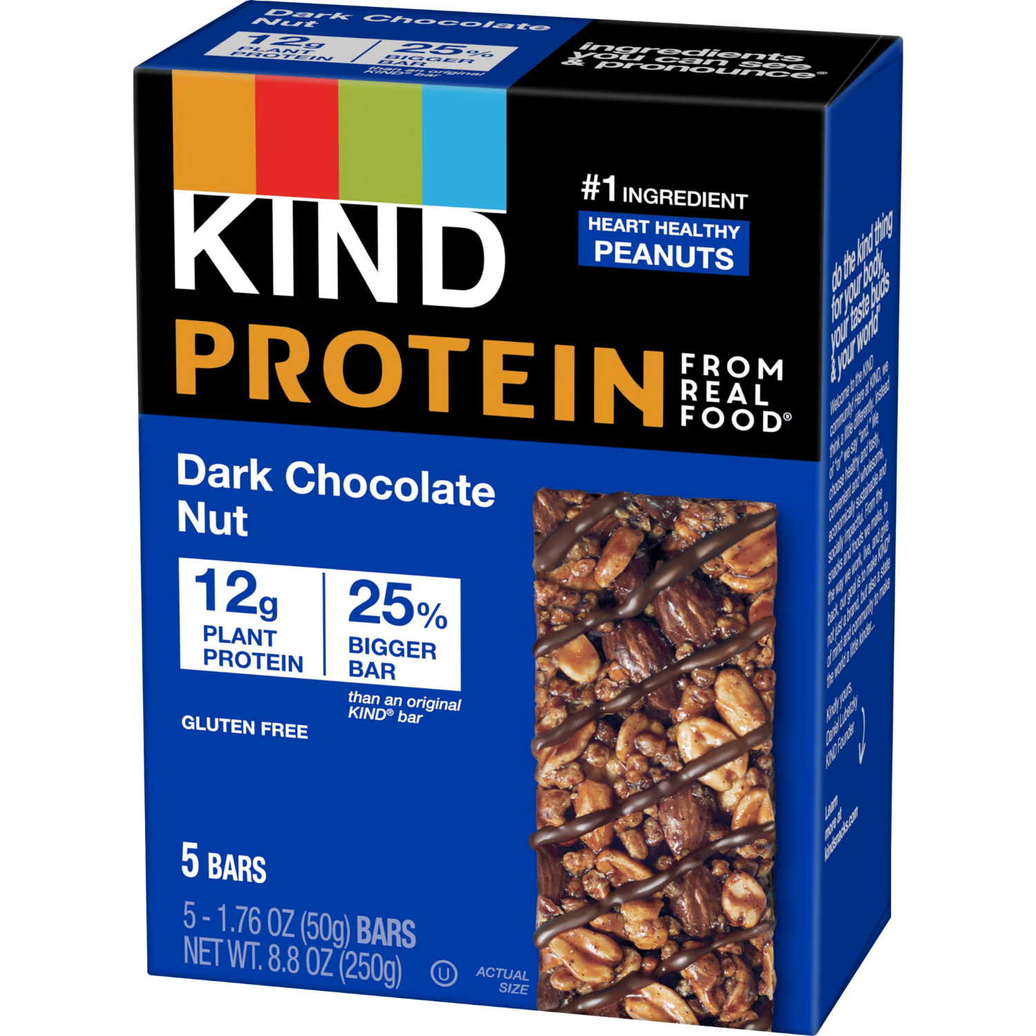 slide 6 of 6, KIND PROTEIN, Healthy Snack Bar, Dark Chocolate Nut, 12g Plant Protein, Protein Bars, 1.76 OZ, 5 Ct, 5 ct