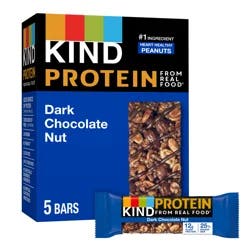 KIND PROTEIN, Healthy Snack Bar, Dark Chocolate Nut, 12g Plant Protein, Protein Bars, 1.76 OZ, 5 Ct