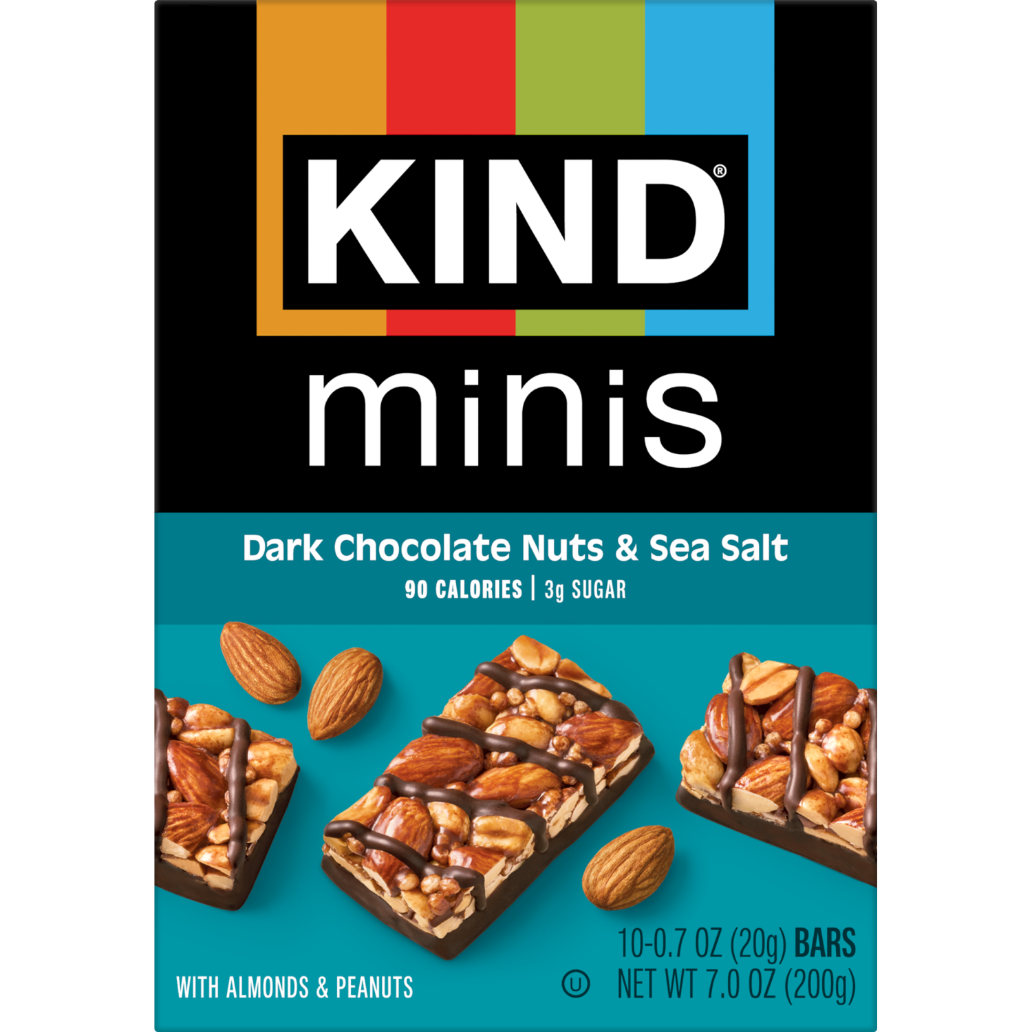 slide 2 of 8, KIND Minis Healthy Snack Bar, Dark Chocolate Nuts and Sea Salt, Gluten Free Bars, 0.7 OZ, (10 Count), 10 ct