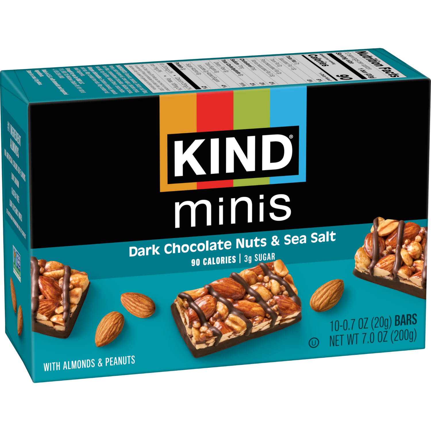 slide 6 of 8, KIND Minis Healthy Snack Bar, Dark Chocolate Nuts and Sea Salt, Gluten Free Bars, 0.7 OZ, (10 Count), 10 ct