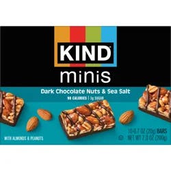 KIND Minis Healthy Snack Bar, Dark Chocolate Nuts and Sea Salt, Gluten Free Bars, 0.7 OZ, (10 Count)