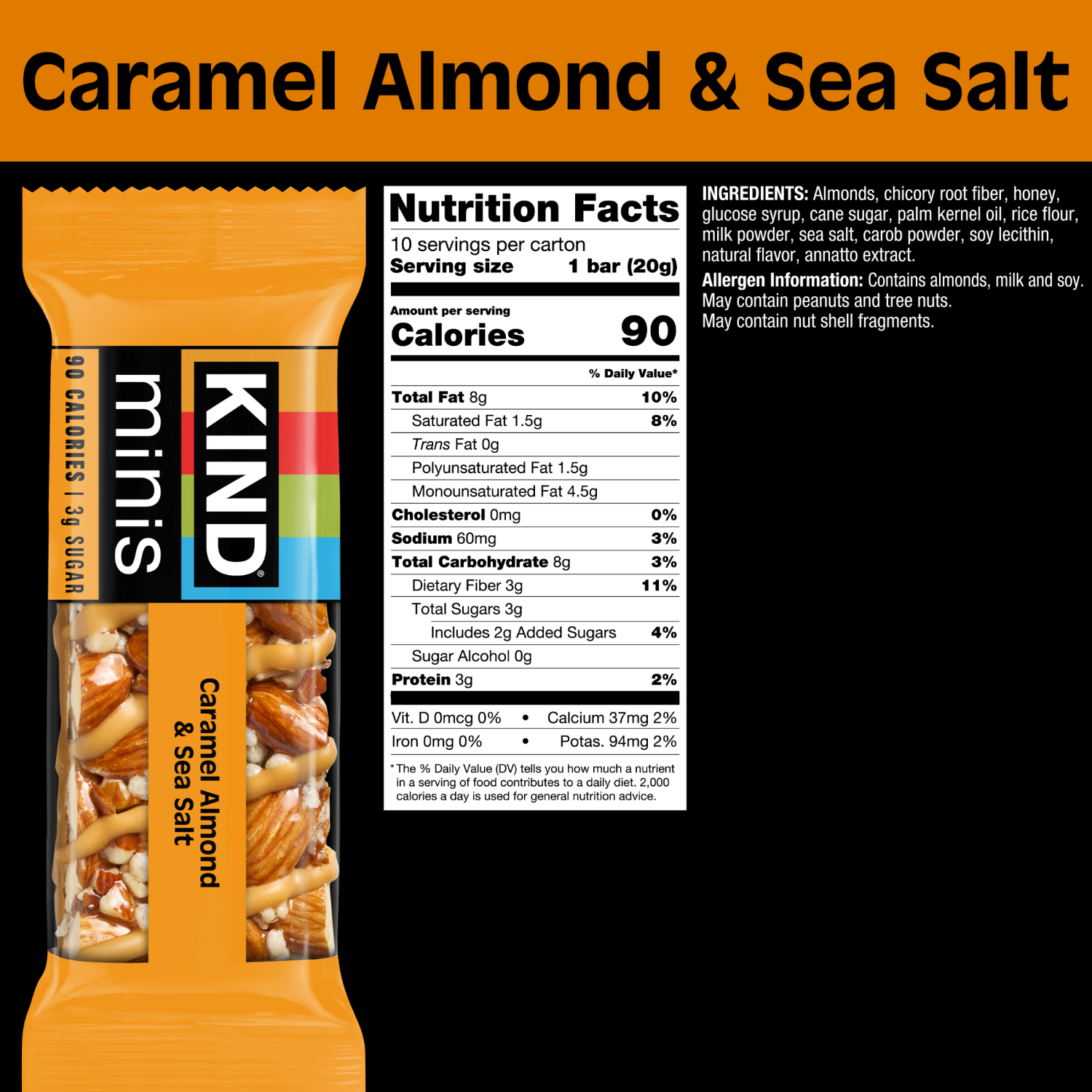slide 3 of 8, KIND Caramel Almond & Sea Salt Mini Bars, 7 oz