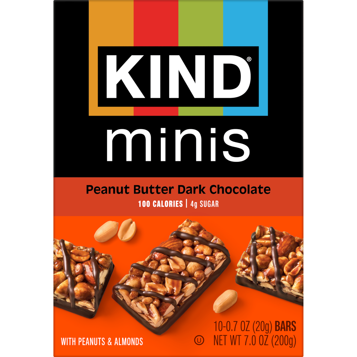 slide 2 of 8, KIND Minis Peanut Butter Dark Chocolate Bars, 0.7 oz, 10 Ct, 10 ct