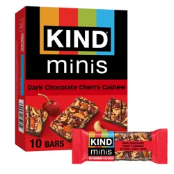 KIND Minis Healthy Snack Bar, Dark Chocolate Cherry Cashew, Low Glycemic Index, Gluten Free Bars, 0.7 OZ, (10 Count)