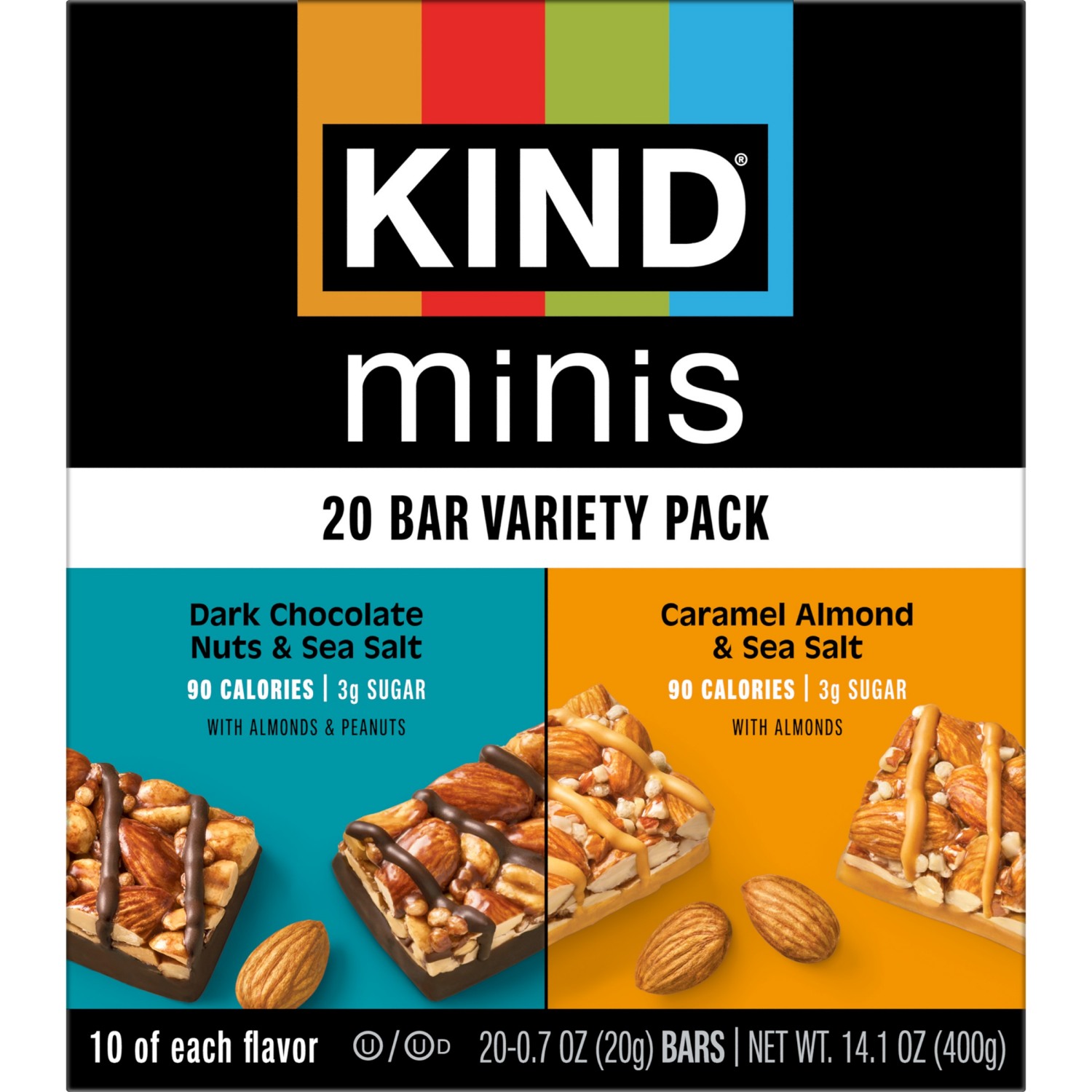 slide 2 of 7, KIND Minis Dark Chocolate Nuts & Sea Salt Bars, 20 ct