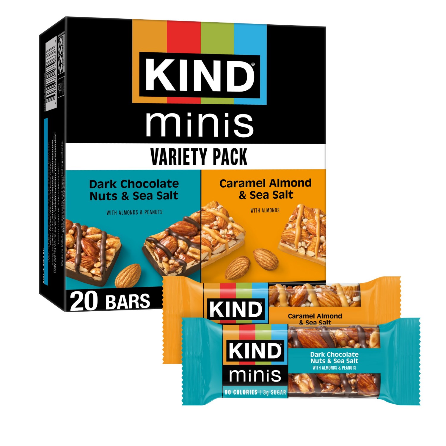 slide 1 of 7, KIND Minis Dark Chocolate Nuts & Sea Salt Bars, 20 ct