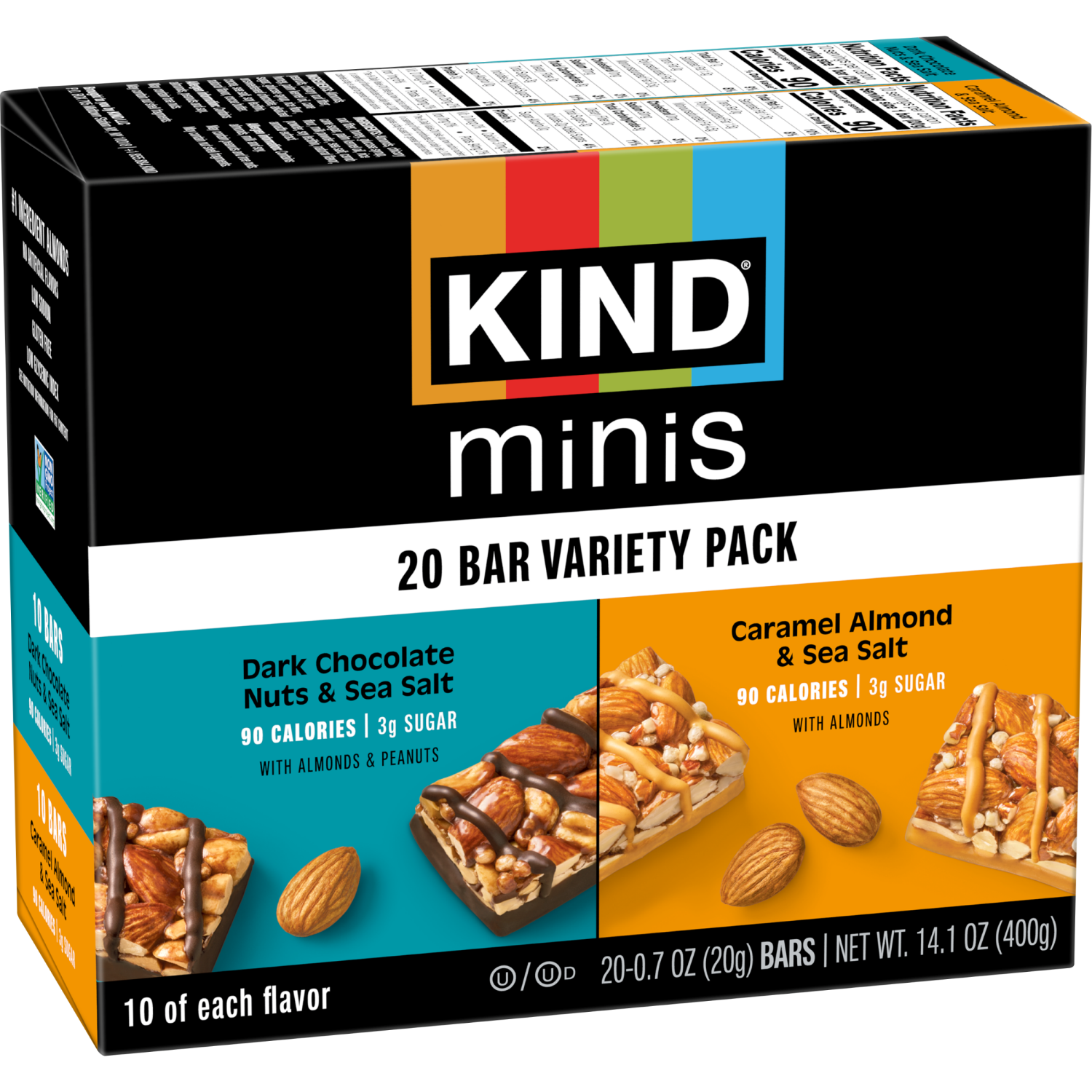 slide 5 of 7, KIND Minis Dark Chocolate Nuts & Sea Salt Bars, 20 ct