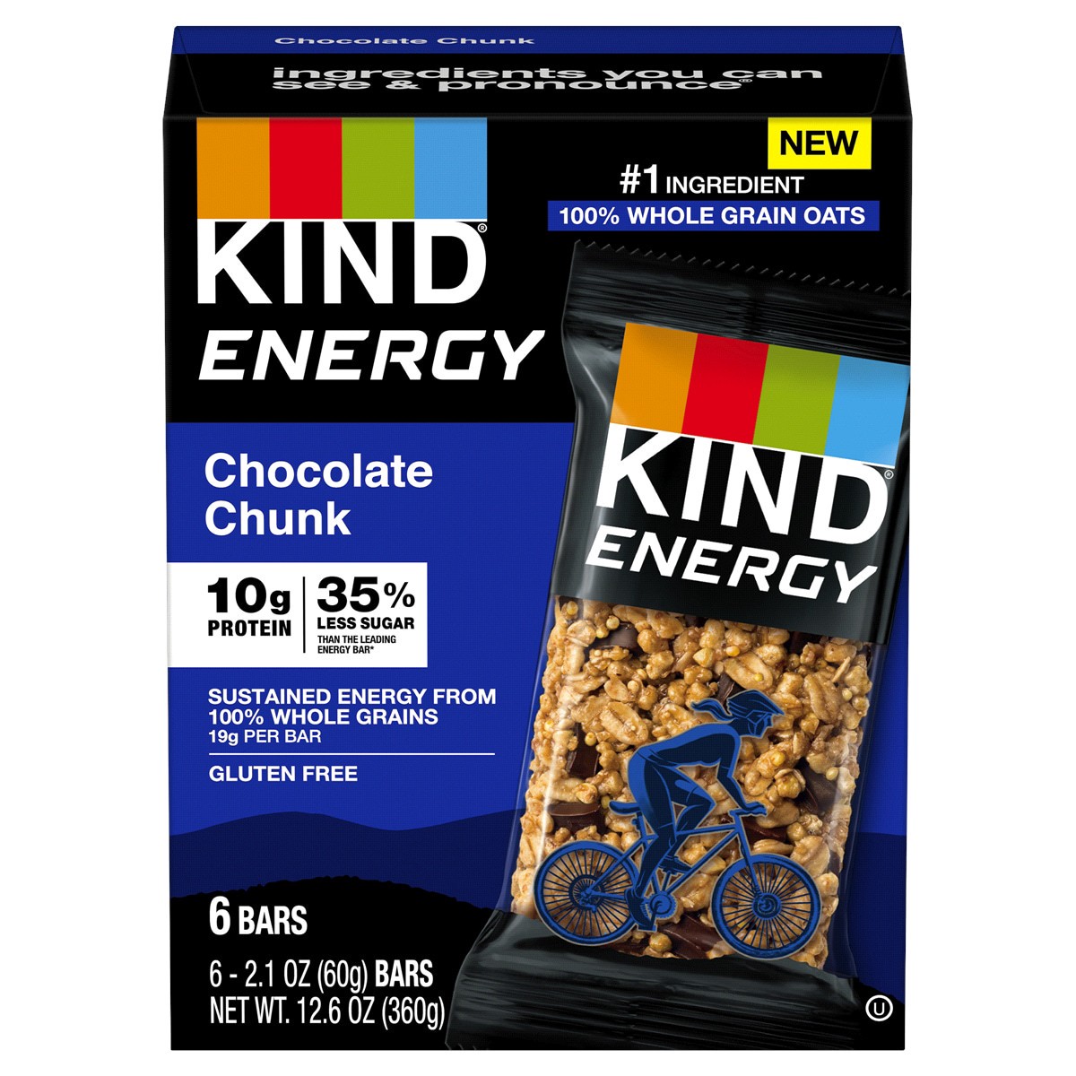slide 1 of 21, KIND Energy Chocolate Chunk, 10g Protein, Energy Bars, 2.1 OZ, (6 Count), 6 ct; 2.1 oz