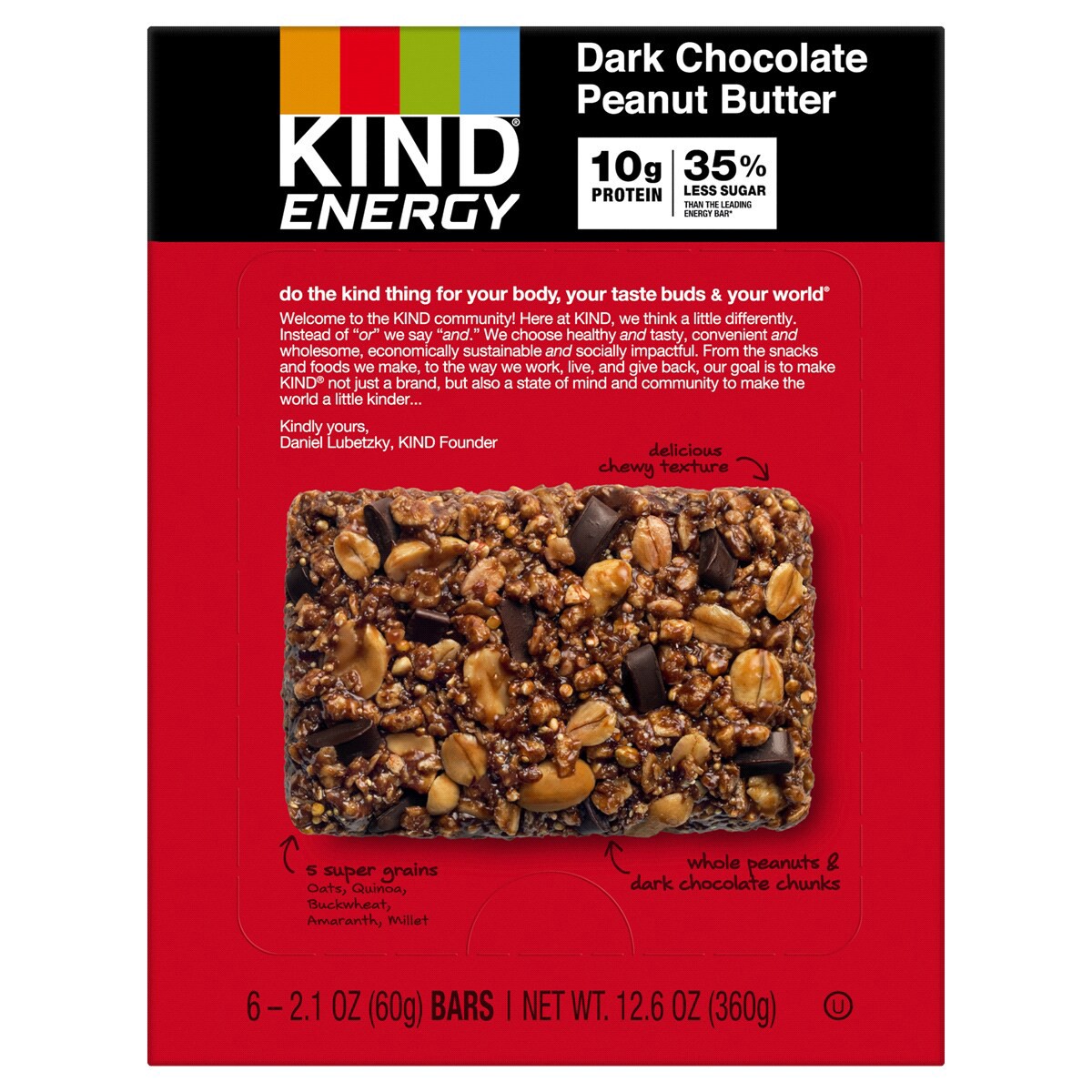 slide 13 of 21, KIND Energy Dark Chocolate Peanut Butter Energy Bars 6-2.1 oz Wrappers, 6 ct