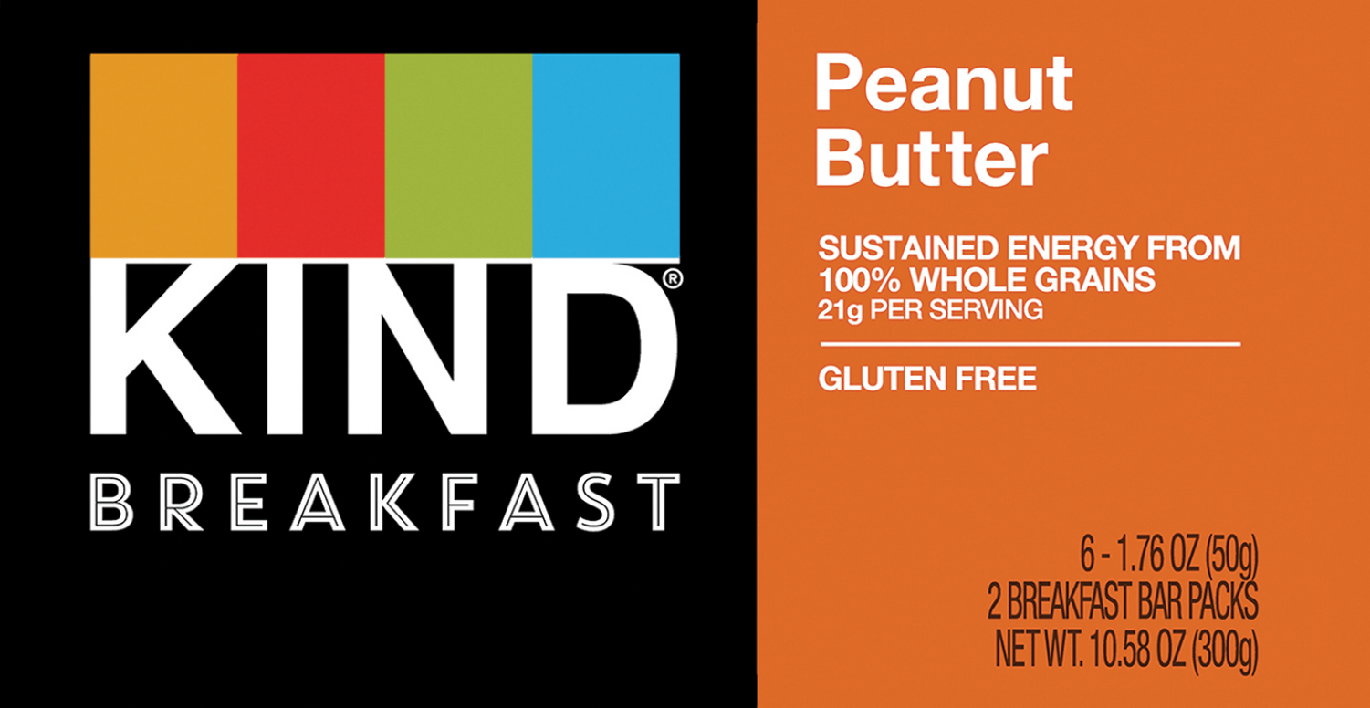 slide 5 of 6, KIND Breakfast, Healthy Snack Bar, Peanut Butter, Gluten Free Breakfast Bars, 100% Whole Grains, 1.76 OZ Packs (6 Count), 6 ct