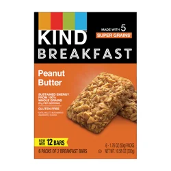KIND Breakfast, Healthy Snack Bar, Peanut Butter, Gluten Free Breakfast Bars, 100% Whole Grains, 1.76 OZ Packs (6 Count)
