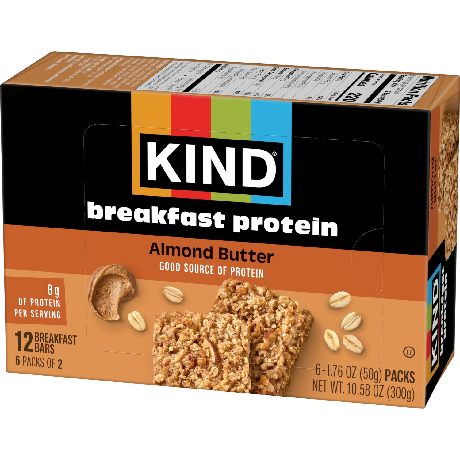 slide 7 of 8, KIND Breakfast, Healthy Snack Bar, Almond Butter, Gluten Free Breakfast Bars, 8g Protein, 1.76 OZ Packs (6 Count), 6 ct