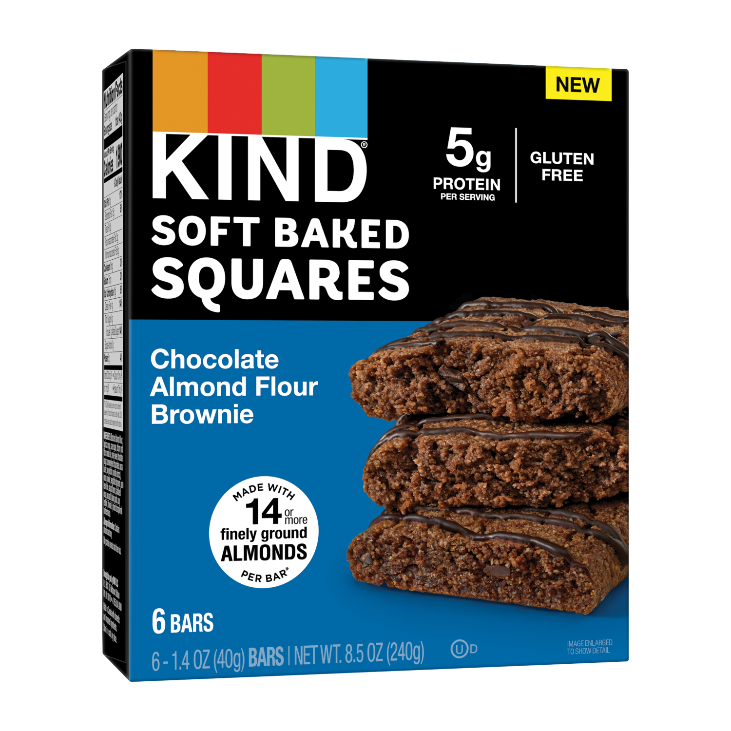 slide 2 of 8, KIND Soft Baked Squares, Chocolate Almond Flour Brownie, Gluten Free Snacks, 8.5oz Box (6 Bars), 6 ct