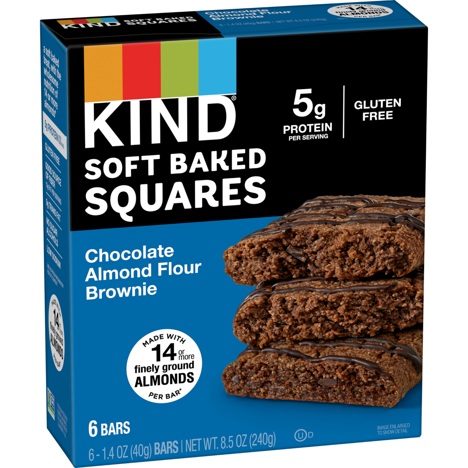 slide 6 of 8, KIND Soft Baked Squares, Chocolate Almond Flour Brownie, Gluten Free Snacks, 8.5oz Box (6 Bars), 6 ct