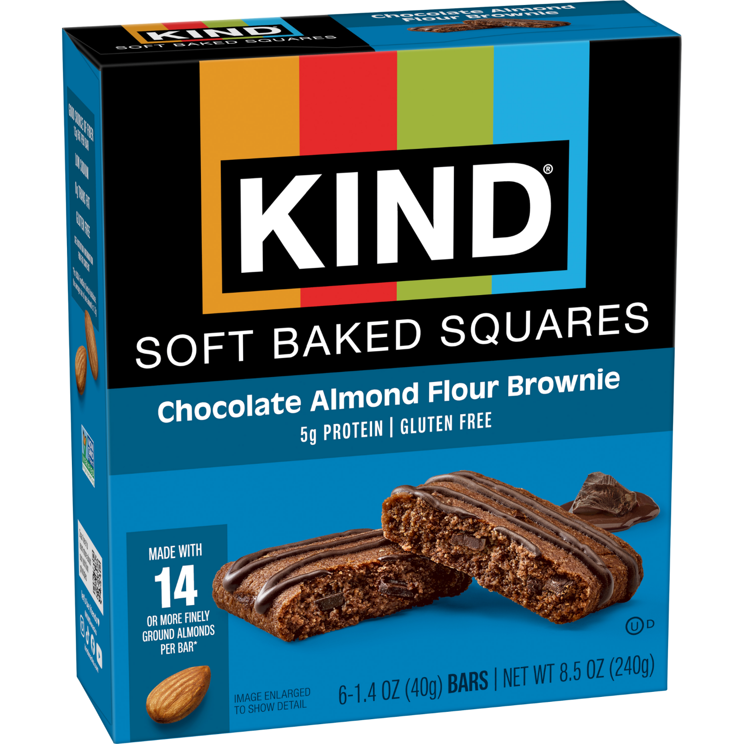 slide 6 of 8, KIND Soft Baked Squares, Chocolate Almond Flour Brownie, Gluten Free Snacks, 8.5oz Box (6 Bars), 6 ct