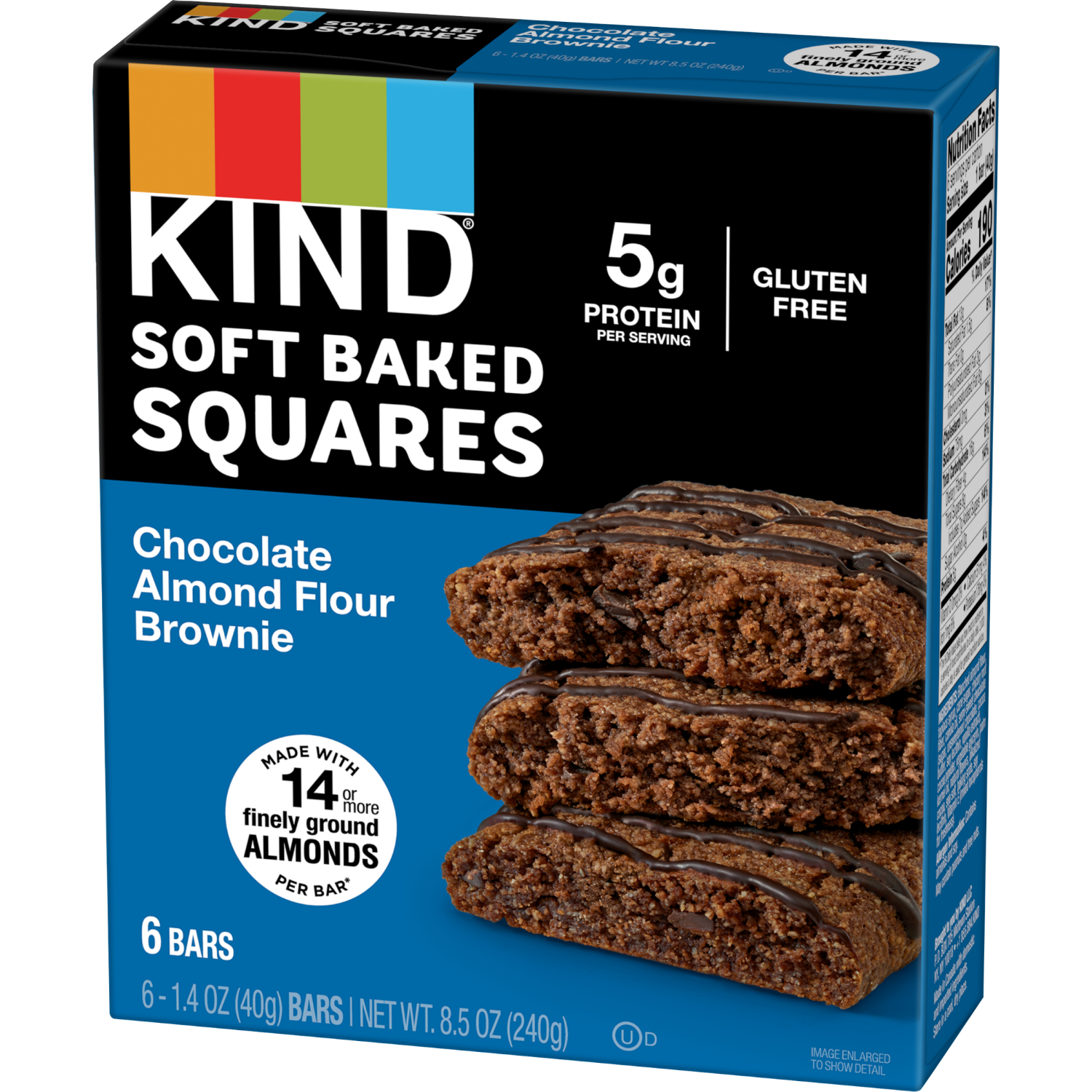 slide 7 of 8, KIND Soft Baked Squares, Chocolate Almond Flour Brownie, Gluten Free Snacks, 8.5oz Box (6 Bars), 6 ct