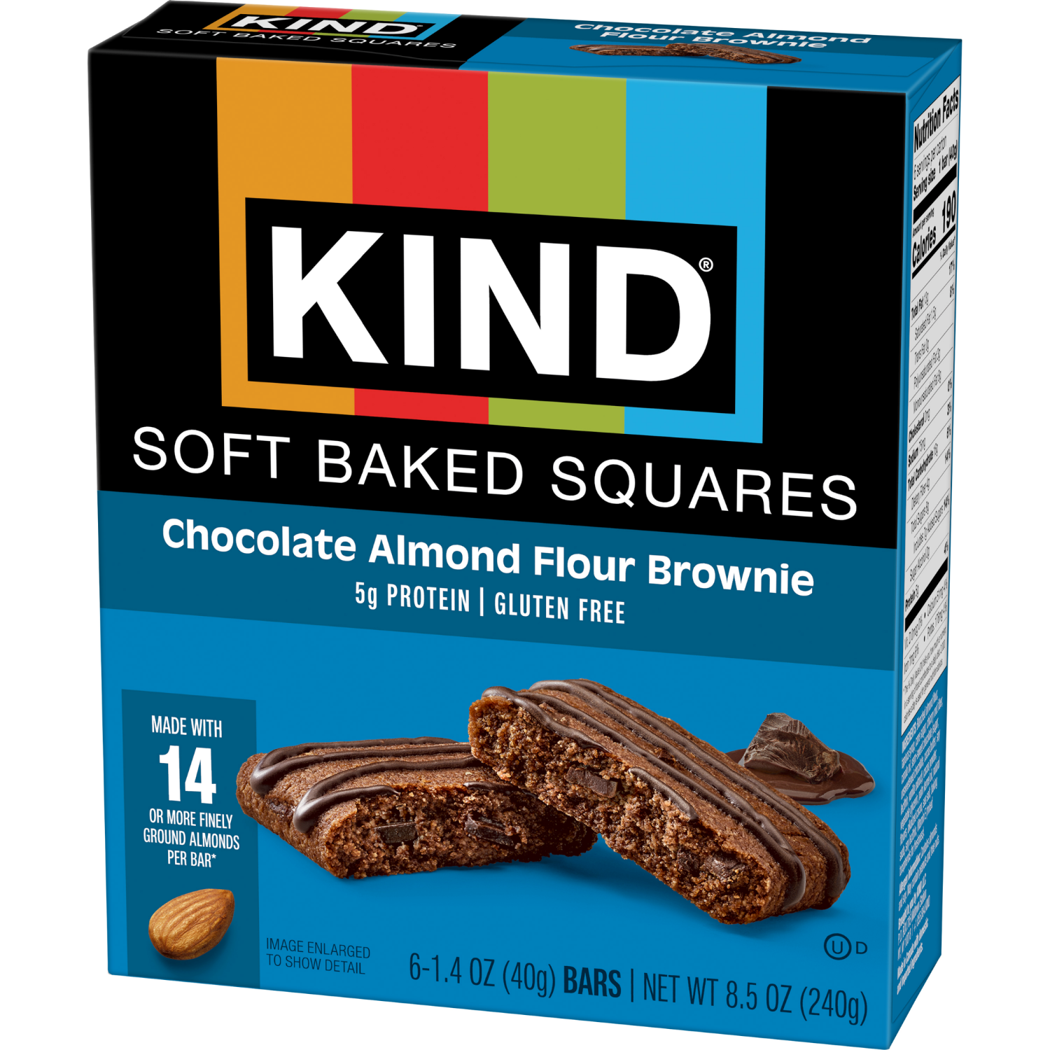 slide 7 of 8, KIND Soft Baked Squares, Chocolate Almond Flour Brownie, Gluten Free Snacks, 8.5oz Box (6 Bars), 6 ct