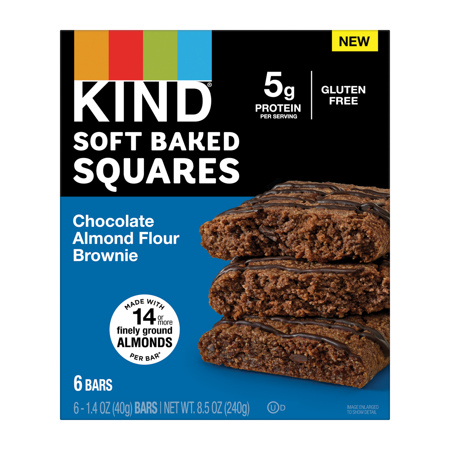 slide 1 of 8, KIND Soft Baked Squares, Chocolate Almond Flour Brownie, Gluten Free Snacks, 8.5oz Box (6 Bars), 6 ct