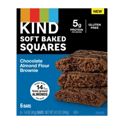 KIND Soft Baked Squares, Chocolate Almond Flour Brownie, Gluten Free Snacks, 8.5oz Box (6 Bars)