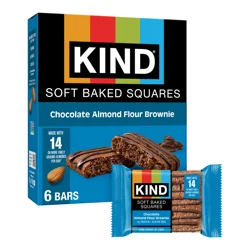 KIND Soft Baked Squares, Chocolate Almond Flour Brownie, Gluten Free Snacks, 8.5oz Box (6 Bars)