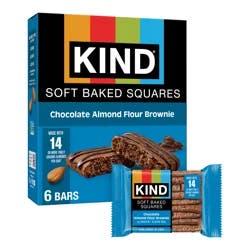 KIND Soft Baked Squares, Chocolate Almond Flour Brownie, Gluten Free Snacks, 8.5oz Box (6 Bars)