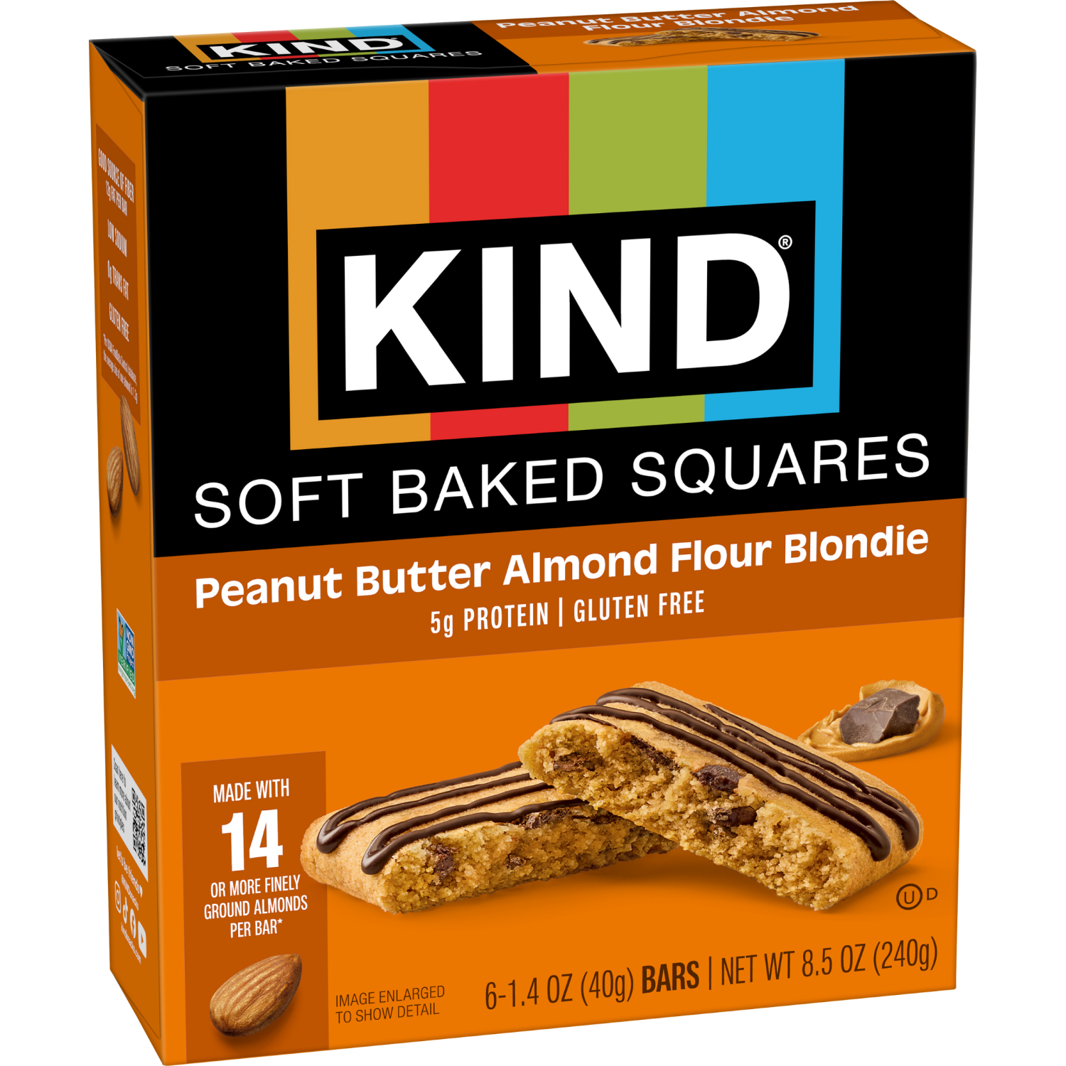 slide 5 of 6, KIND Soft Baked Gluten Free Peanut Butter Almond Flour Blondie Squares, 1.4 oz, 6 Count, 6 ct