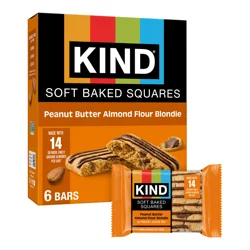 KIND Soft Baked Gluten Free Peanut Butter Almond Flour Blondie Squares, 1.4 oz, 6 Count