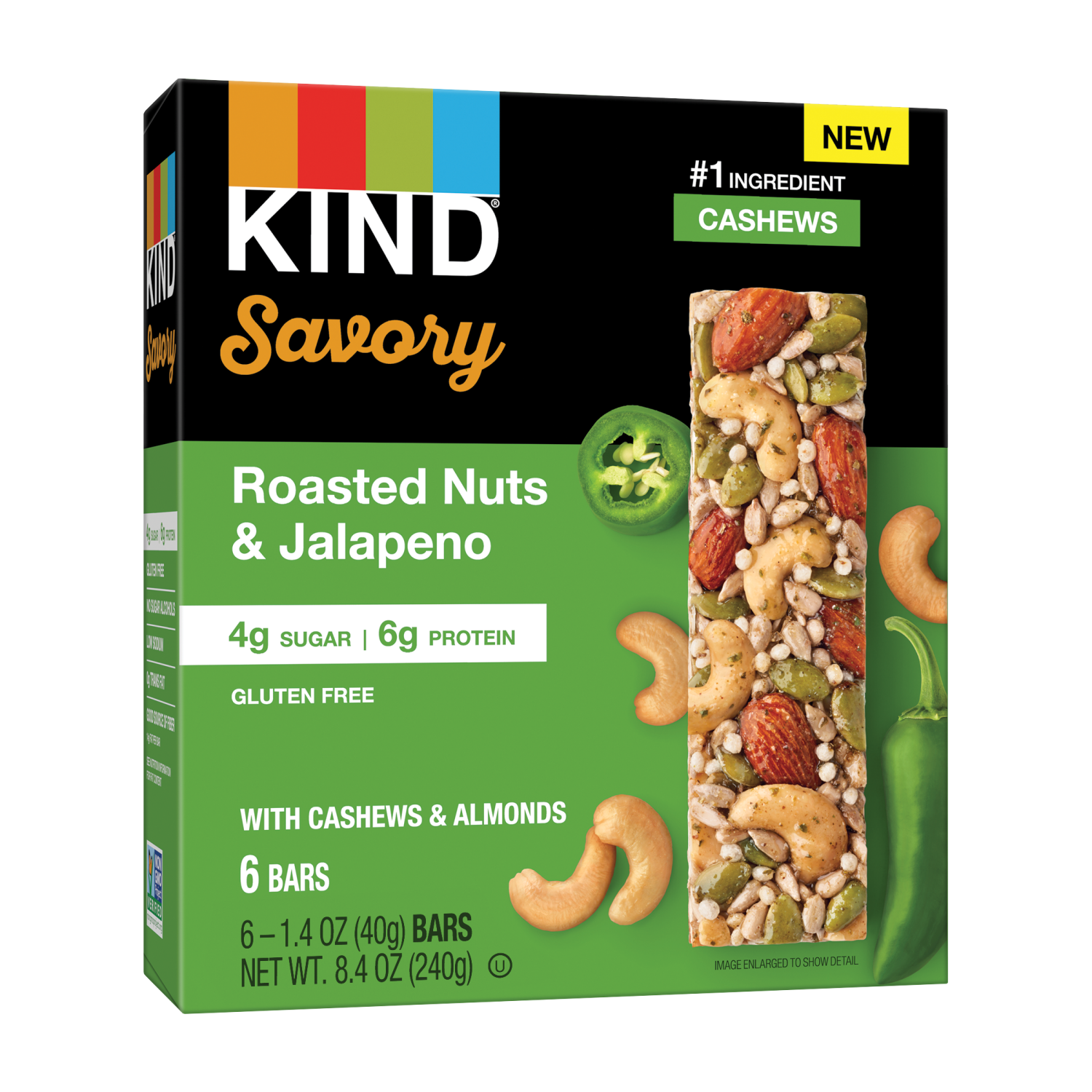 slide 1 of 1, KIND Roasted Nuts & Jalapeno, 6 ct