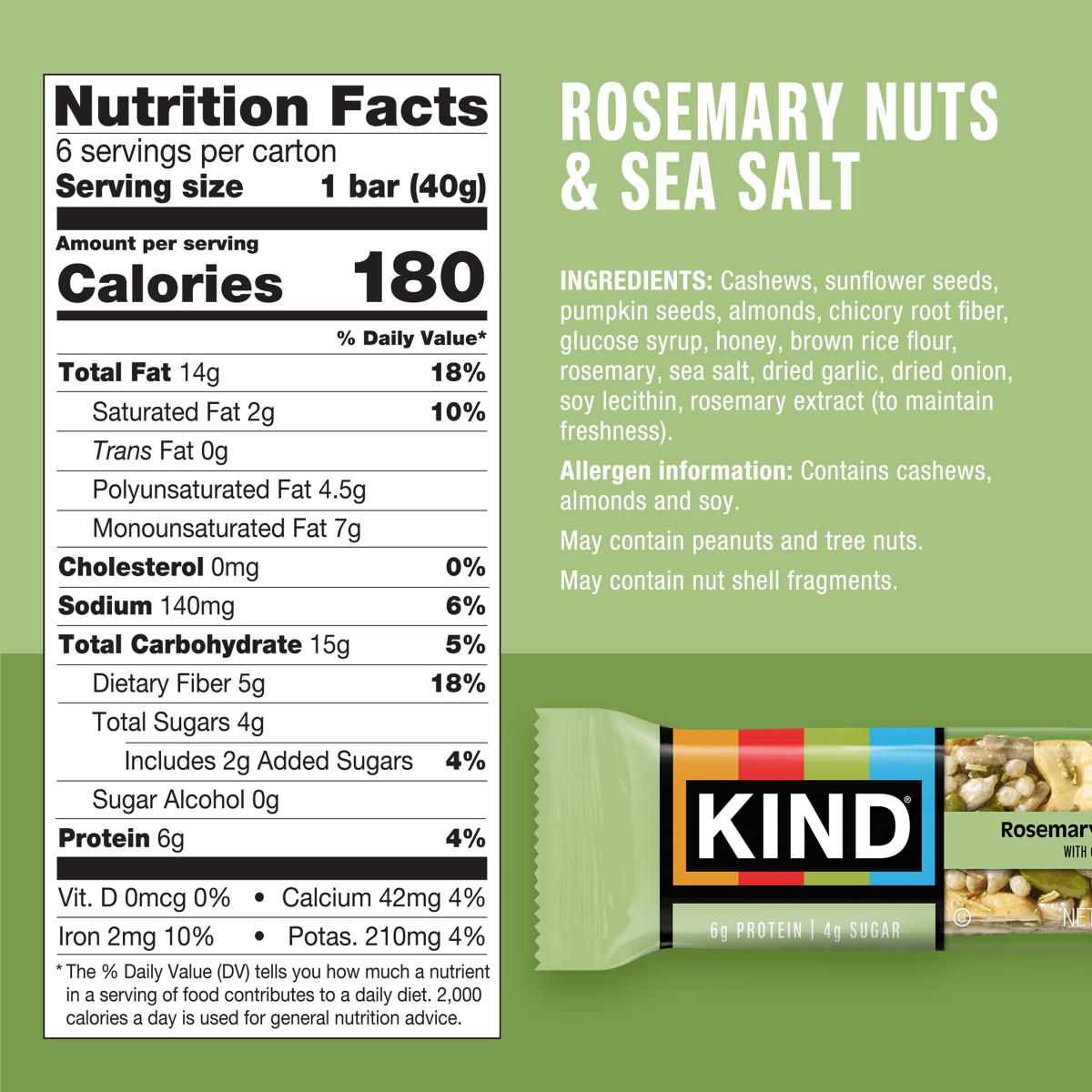 slide 4 of 7, KIND Savory Rosemary Nuts & Sea Salt, 6 ct