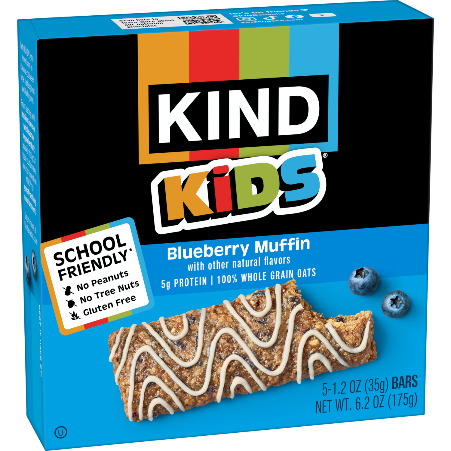 slide 5 of 6, KIND Kids Blueberry Muffin Bar with Other Natural Flavors, Tree Nut Free, Peanut Free, 5 Bars, 5 ct