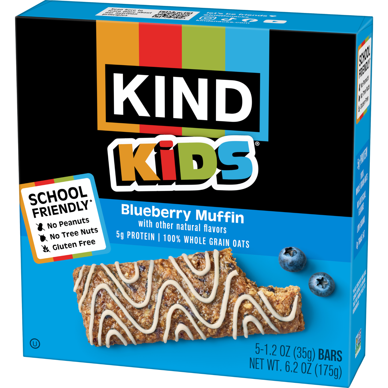 slide 6 of 6, KIND Kids Blueberry Muffin Bar with Other Natural Flavors, Tree Nut Free, Peanut Free, 5 Bars, 5 ct