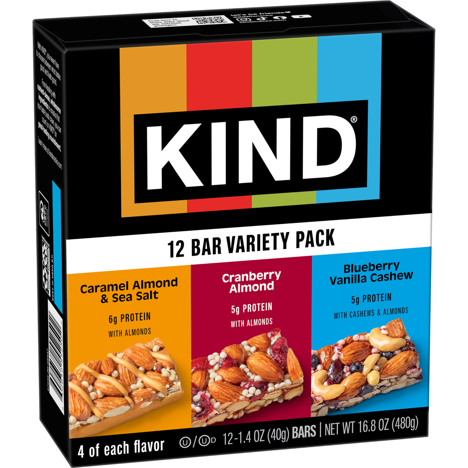slide 5 of 6, KIND Snack Bars Variety Pack, Gluten Free Bars, 1.4 OZ, (12 Count), 12 ct
