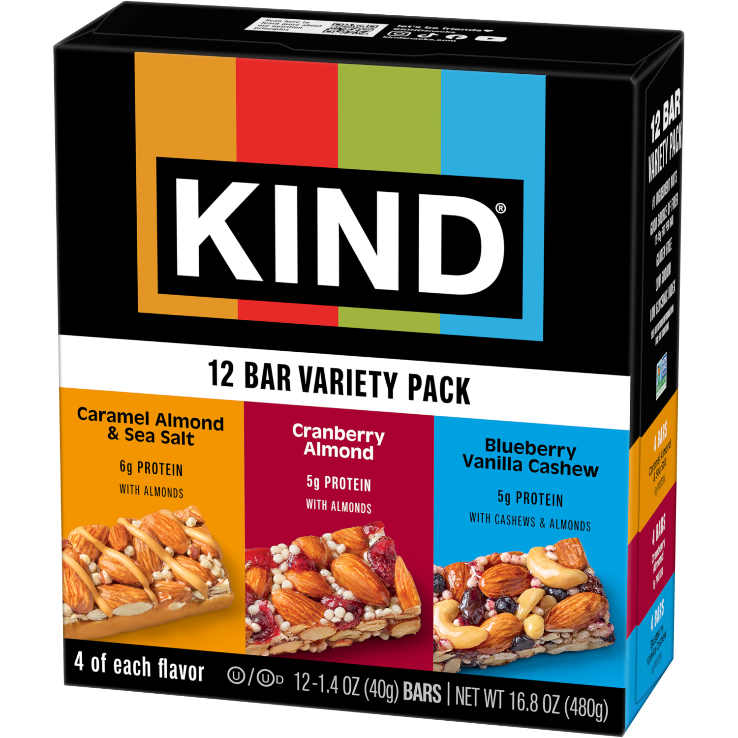 slide 6 of 6, KIND Snack Bars Variety Pack, Gluten Free Bars, 1.4 OZ, (12 Count), 12 ct