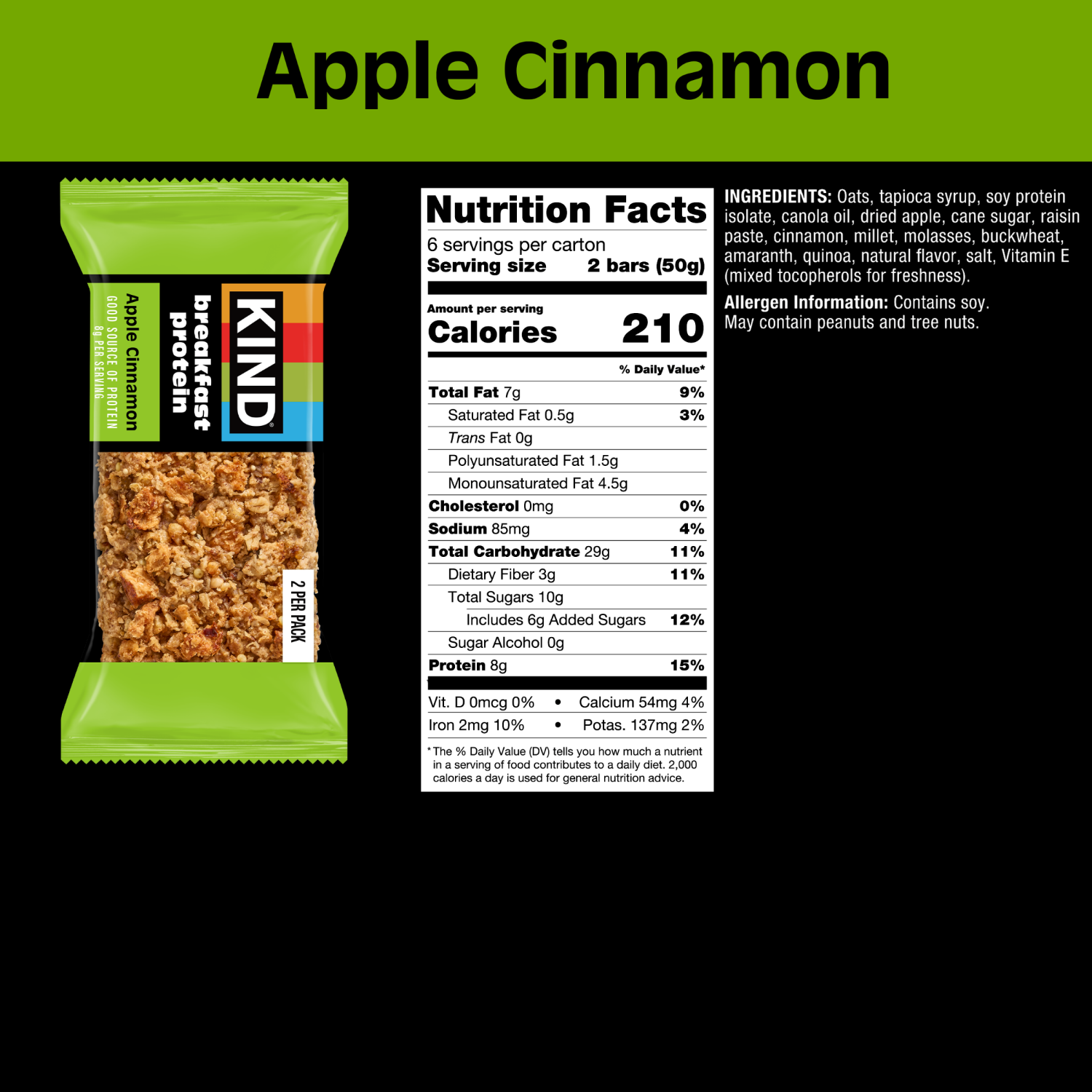 slide 7 of 7, KIND Protein Apple Cinnamon Breakfast Bars 6 - 1.76 oz Packs, 6 ct