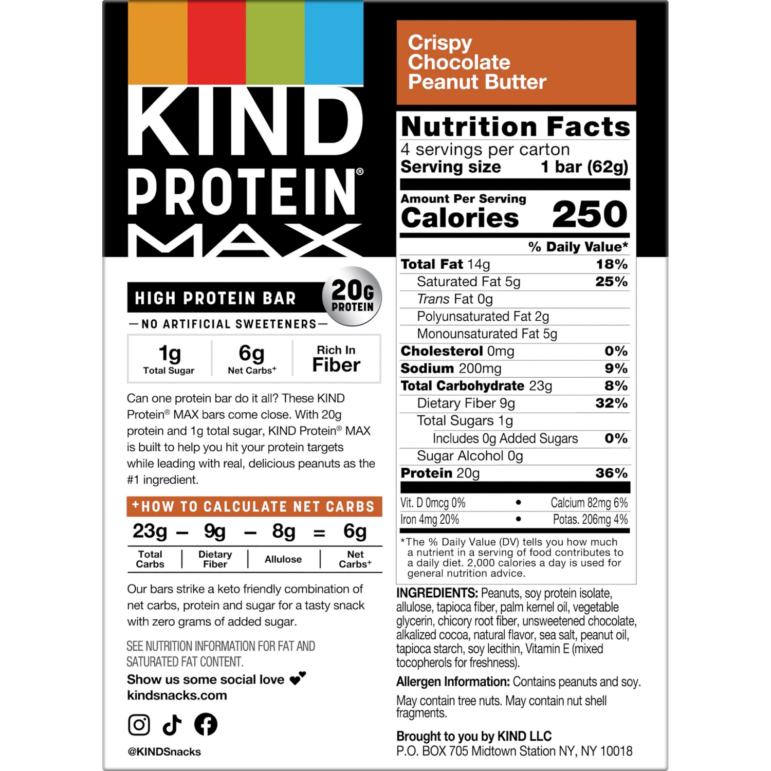 slide 2 of 6, KIND Protein® MAX Crispy Chocolate Peanut Butter Bars, 4 ct; 2.2 oz